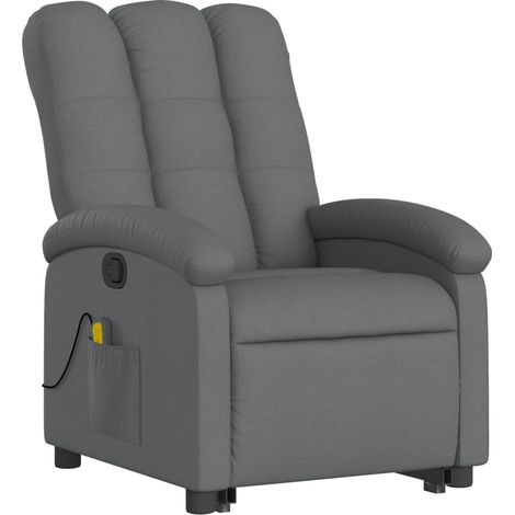 Poltrona relax TV funzione massaggio reclinabile e sollevamento elettrico in tessuto grigio scuro DEC026950