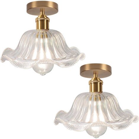 royaluxe- 2PCS Plafonnier En Verre Plafonnier Rétro Lustre Moderne E27 Pour Couloir Cuisine Salle À Manger (1/5)
