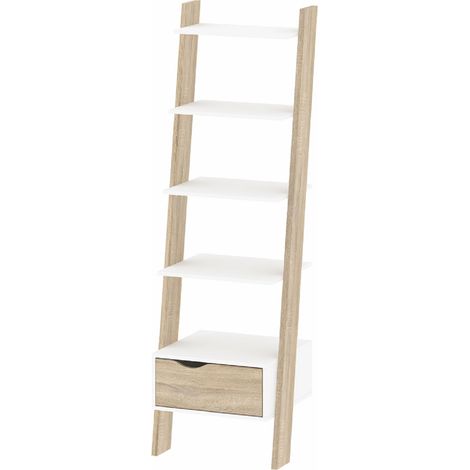 Napoli Bücherregal mit 1 Schublade und 5 Ablagen weiss/Eiche Dekor.
