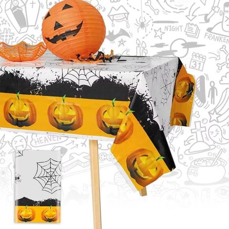 nappe halloween, rectangle, toile d'araignée, citrouille halloween, décoration de table halloween (1/5)