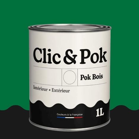 Peinture Bois Extérieur – POK BOIS - 1L - RAL 6029 - Vert menthe- Résistante aux intempéries - Ne s'écaille pas