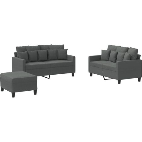 Maison Exclusive - Set di Divani 3 pz con Cuscini Grigio Scuro in Tessuto