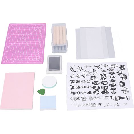 Kit de gravure sur gomme DIY, couteau de sculpture souple, boîte de rangement A5 violet, set de tampons artisanat. (1/5)