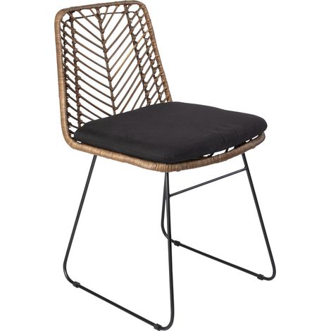Esszimmerstuhl Rattanstuhl Farbe braun inkl. Sitzkissen KAIRO (1/5)