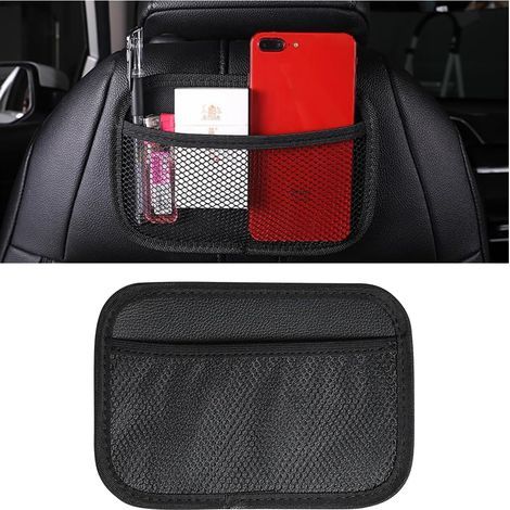 Adhésif Solide Filet de Rangement pour Téléphone de Portable à L'arrière du Siège La Voiture, Sac en Filet Universel pour Dossier de Siège, Organisateur de Poche en Maille de Voiture(Grand) (1/5)