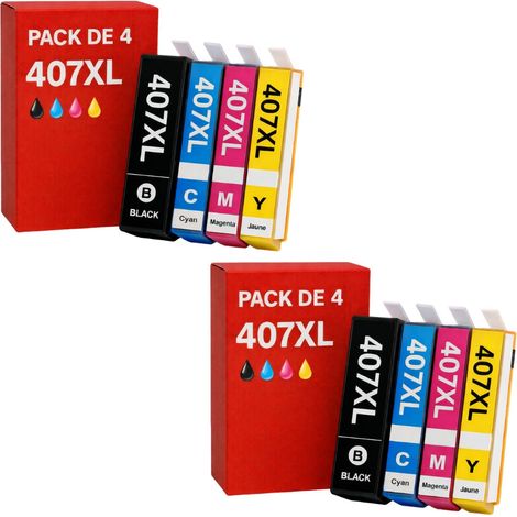 Pack de Cartouches Compatibles EPSON 407 XL pour Imprimantes WorkForce 4745, 4745DTWF, Pro WF-4745, Pro WF-4745DTWF
