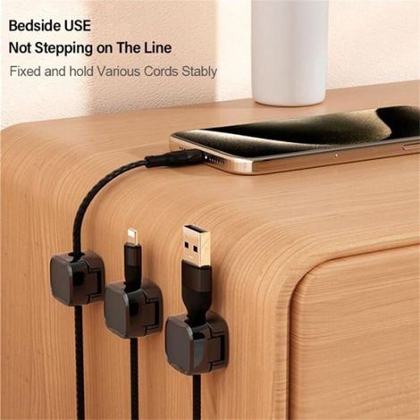8Pcs Organisateur Câble Magnetique avec Auto-adhésifs, Clips Rangement de Câble, pour Câble Chargement USB, Câbles Étiquette (1/4)