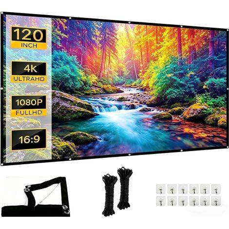 Écran de Projection Portable Pliable 120 Pouces 16:9 4K Full HD Double Face Anti-Plis,Pour Vidéoprojecteurs,Extérieur,Cinéma Maison Écran pour Cinéma Maison,Nuit de Cinéma,Fête,Commercial (1/5)