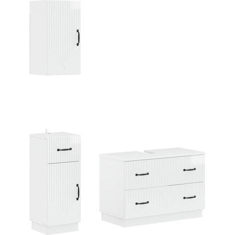 3 Piece Bathroom Cabinet Set HOORN High Gloss White vidaXL (1/5)