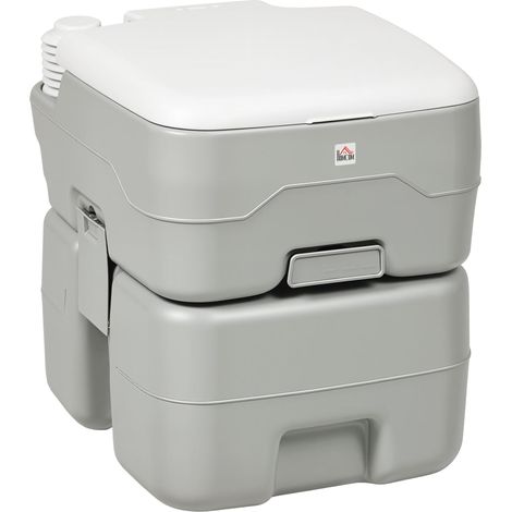 Tragbare Campingtoilette, max. Tragkraft 147 kg, 20-Liter-Tank, ideal zum Wandern, Reisen und Angeln, 41,5 x 36,5 x 42 cm, grau