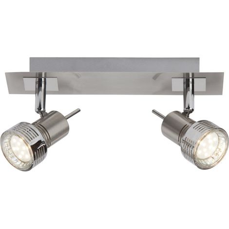 BRILLIANT lampe Kassandra Barre spot LED 2 lames fer / chrome 2x LED-PAR51, GU10, 3W lampes à réflecteur LED incluses, (250lm, 3000K) Échelle A ++ à E Têtes pivotantes (1/3)