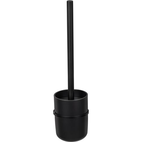WENKO Turbo-Loc® WC-Garnitur Carpino Schwarz, Befestigen ohne Bohren, Schwarz, Polystyrol schwarz , Metall schwarz