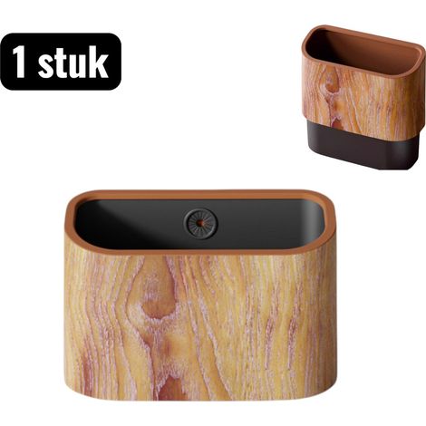 Mini poubelle de bureau carrée à double compartiment sans couvercle couleur marron (1/5)