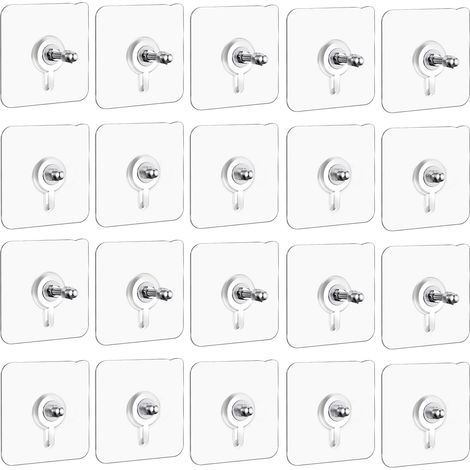 20 Pièces Adhésif Vis Murale,Vis Adhésives Détachables Mural,Clous de Suspension Auto-adhésifs,Vis Adhésif Crochet Sans Percage pour Salle de Bain Cuisine (Style 1) (1/5)