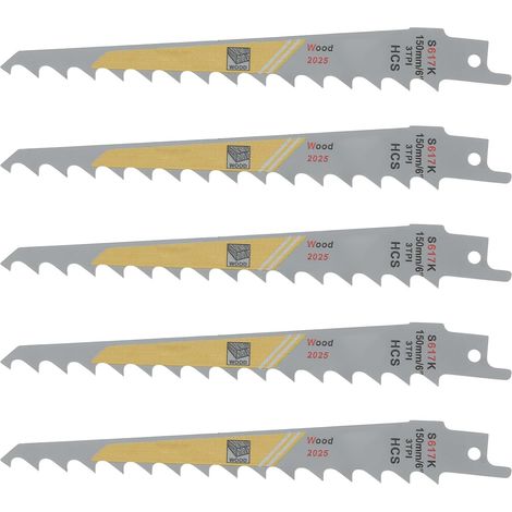 Lot de 5 Lames de Scie Sabre S617K hcs 150 mm 3 tpi Compatible avec Compatible avec (1/5)