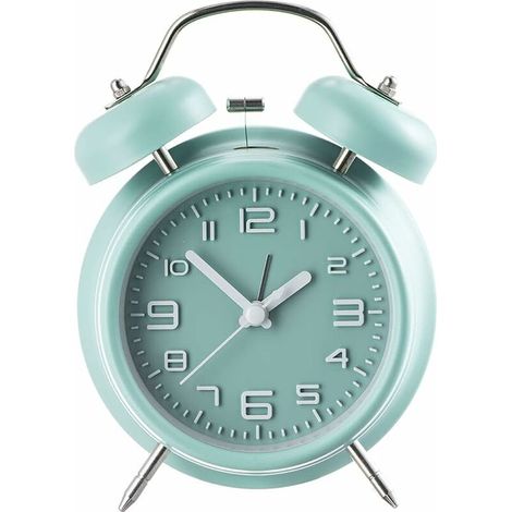 FLITI Analoger Wecker ohne Ticken, batteriebetrieben, für den Einsatz im Schlafzimmer, tragbarer Wecker, Reisewecker, Kinderwecker (grün) (1/4)