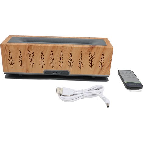 Diffuseur de flamme humidificateur télécommande huile essentielle 200ml aromathérapie pour bureau à domicile Grain de bois clair (1/2)