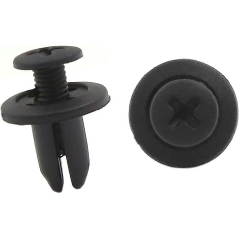 Clips de fixation de pare-chocs, d'aile et de porte à enfoncer, en plastique noir, avec trou de 7 mm (lot de 20) (1/4)