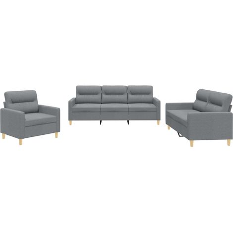 Maison Exclusive - Set di Divani 3 pz con Cuscini Grigio Chiaro in Tessuto