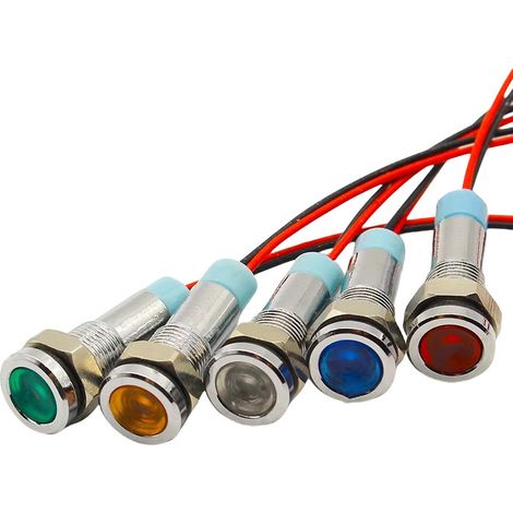 5Pcs Voyants Lumineux LED 12V 6mm LED Indicateur Ampoule pour Tableau de Bord de Voiture Camion Bateau (5Pack) (1/5)