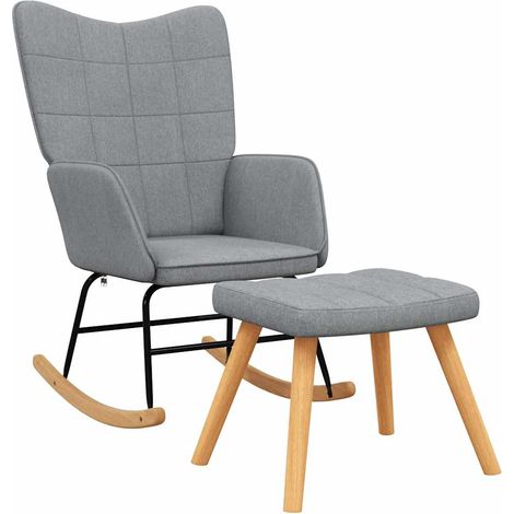 Maison Exclusive - Schaukelsessel mit Hocker Hellgrau Stoff