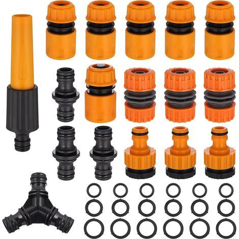 17-Piece Garden Hose Connector Kit, 1/2 Inch Garden Hose Fitting, Garden Hose Tap Adapter, Quick and Leak-Proof Connection for Threaded Garden Hoses (1/5)
