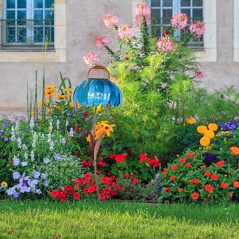 Distributeur de Graines pour Oiseaux en Forme de Fleur - Support en Fer Forgé pour Jardin - Décoration Extérieure et Mangeoire Métallique sur Pied (1/3)