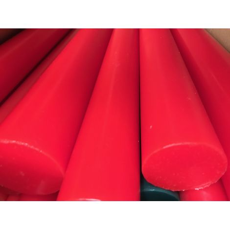 Tondo Poliuretano in Vulkollan® Adiprene® lunghezza 500mm rosso Sh.A 90 Packaging - 40mm Ø x 500mm Sh.A 90