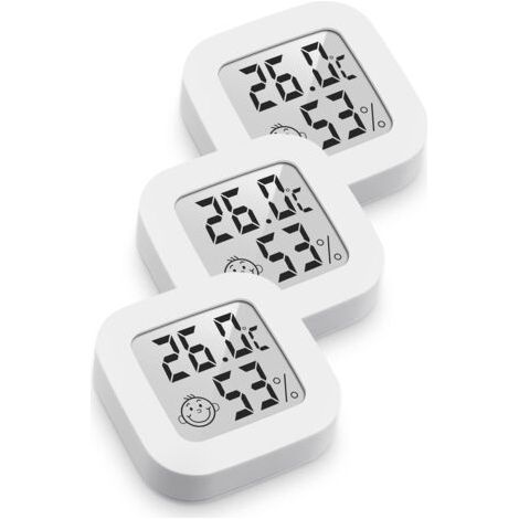 Mini Thermomètre Hygromètre Intérieur Digital à Haute Précision, Moniteur de Température et Humidimètre, Thermo Hygromètre Indicateur du Niveau de Confort (4.3cm4.3cm, blanc, 3)