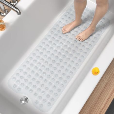 MUMU Extra Long Non-Slip Bath Mat 100 x 40cm Anti-Mold & Machine Washable BPA Free Transparent (1/4)