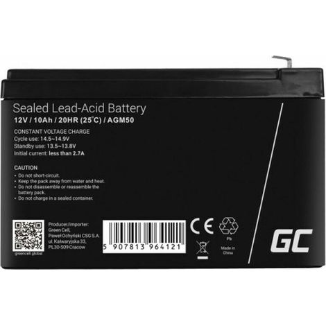 green-cell AGM50 batteria ricaricabile nera 12 V 10 Ah