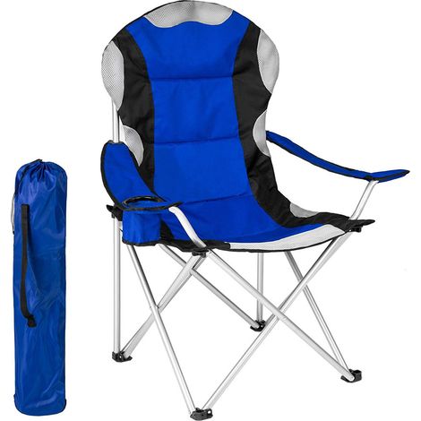 Sedia Pieghevole Campeggio Imbottita Con Borsa Camping Spiaggia Esterno Blu