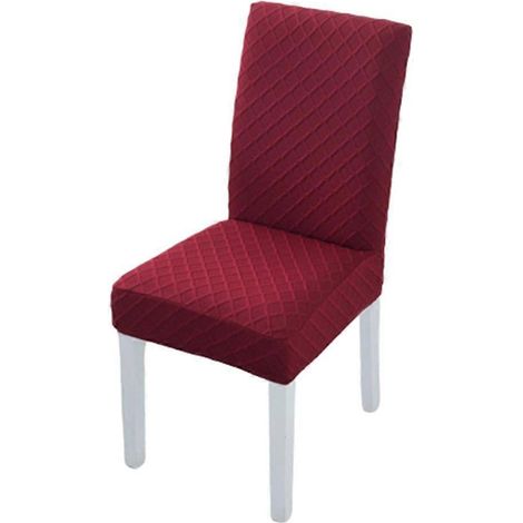 Housse de chaise élastique amovible et résistante aux taches, adaptée à la décoration de la cuisine et de la salle à manger, bordeaux. (1/5)