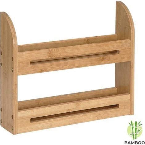 Étagère à épices Decopatent® - Étagère à épices pour 10 pots à épices - Bambou - 2 niveaux (1/5)