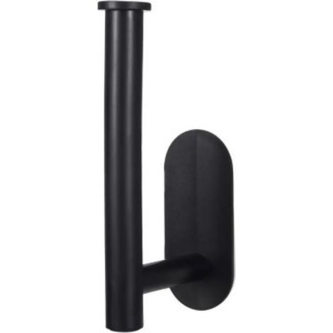 Porte-rouleau de papier toilette vertical mural en métal noir mat, support papier toilette fixation murale pour salle de bain (1/5)