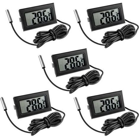 CSPARKV 5 Pièces Thermomètre Frigo Digital, Sonde Temperature Numérique avec Écran LCD, Thermomètre Température avec Sonde de Température Capteur Testeur pour Réfrigérateur Congélateur Aquari (1/5)