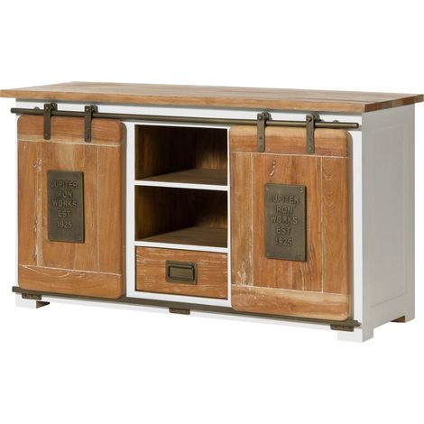 Sideboard Mango weiß lackiert 128x45x70 (BxTxH) montiert RAILWAY 502