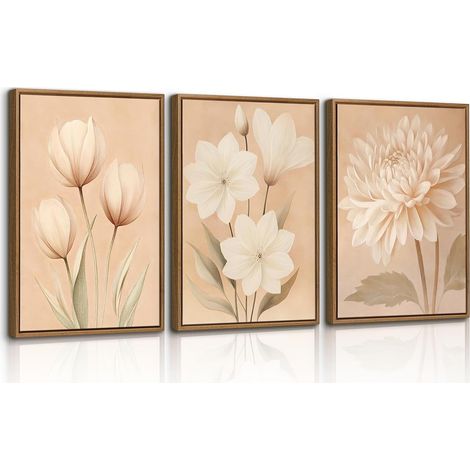 Tableau Toile Peinture Encadré, Vintage Floral Tableau Decoration (1/5)