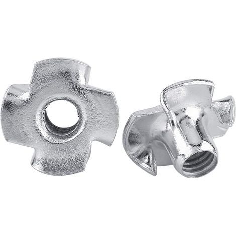 Tuercas en T de 4 puntas de acero cincado AIDUCHO para carpintería y muebles (M8 x 30 unidades) (1/5)