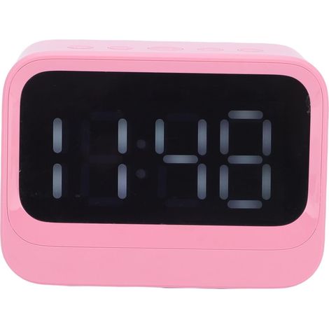 Digital Clock with Wireless Bluetooth Speaker, Large LED Display, Rechargeable Alarm Clock with MP3 Music Player for Deep Sleepers, Dual 5W Alarm (Pink) (1/5)