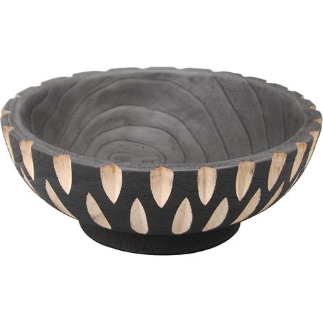 Signes Grimalt Cuenco Bol Decoracion  Cuenco Bandeja Jarrones Y Portavelas Negro 25x25x9cm 31346