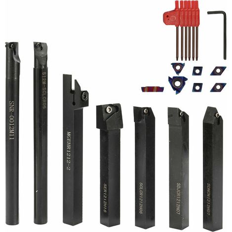 royaluxe - Clé en carbure support de barre d'alésage pour tour métal-acier 12mm tige 7 pièces (1/5)