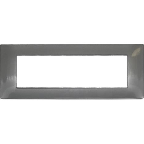 Placchetta per interruttore in metallo a 7 posti grigio scuro cassetta 507 compatibile con vimar plana supporto cover (1/2)