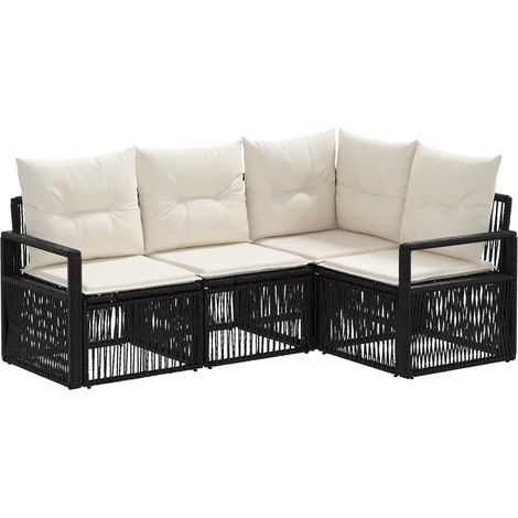 Gartensofa-set 4 pcs Schwarz Poly-Rattan vidaXL