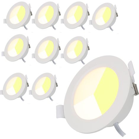 Pack 10 downlights LED empotrables 5W IP44 CCT