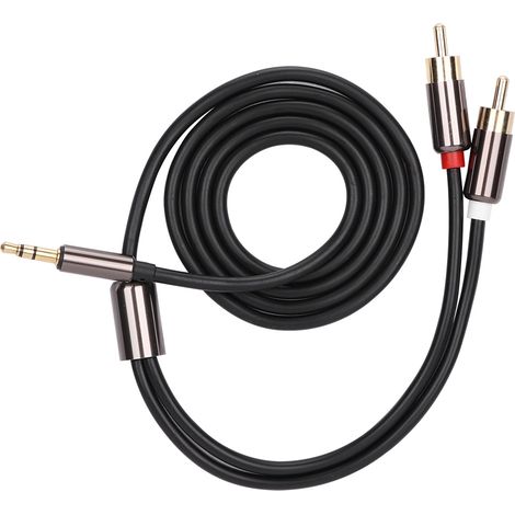 Câble adaptateur audio en Y de haute qualité 3,5 mm mâle vers 2 RCA mâles (noir), 1 m (1/5)
