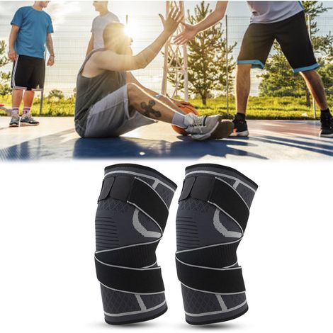 2 genouillères respirantes en nylon, manchons de compression pour hommes et femmes, soulagement de la douleur, soutien et protection du genou pour la course à pied, taille M (convient aux personnes de (1/5)