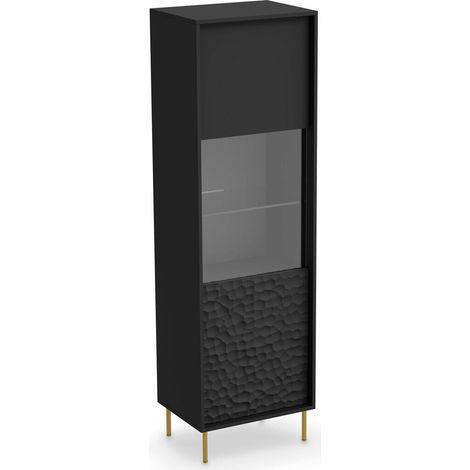 Estantería Ciretre 104 , Cerrable, Con puertas, Aglomerado laminado, Vidrio, MDF, Número de puertas: 1, Número de cajones: 0, 185x55x41cm (1/4)