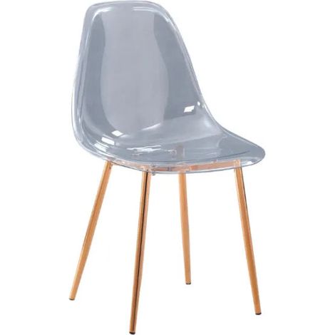 Lot de 4 chaises scandinave transparentes en PVC pieds Gold (1/3)