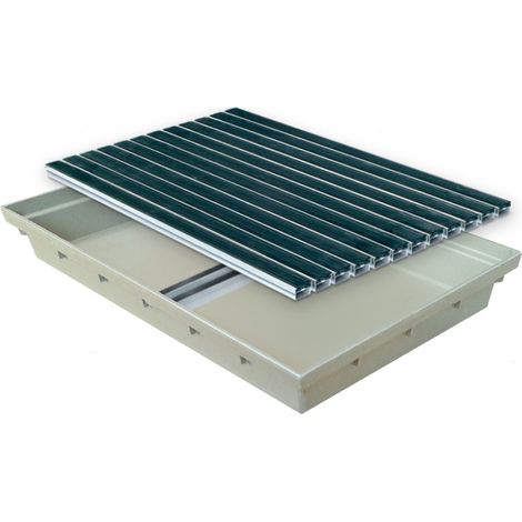 Fußabstreiferkasten GFK MEA MEARIN 600x400 mm mit Gummiprofilmatte u. Stütze (1/2)